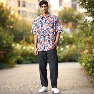 Territory Ahead Aloha Art-to-Wear Red Hawaii Camp Shirt Travel Vacation Mens 2XL
